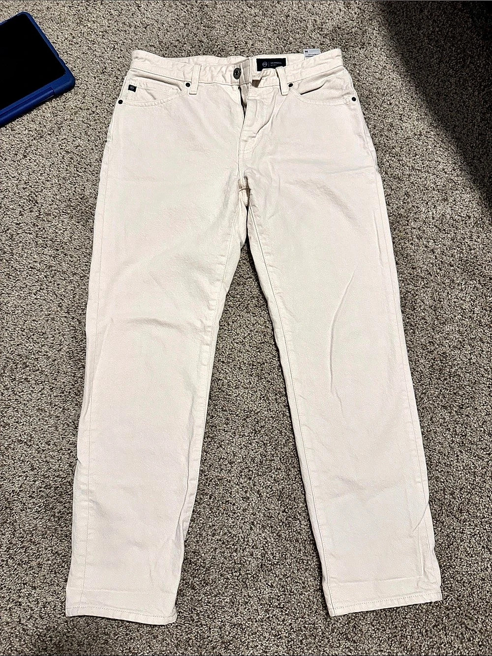 AG Boyfriend Straight Leg Jeans Cream Size 26